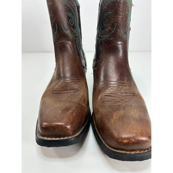 Justin Boots L9514 Womens Chellie Ankle Boots Brown Turquoise Size 7B Western - Picture 6 of 10